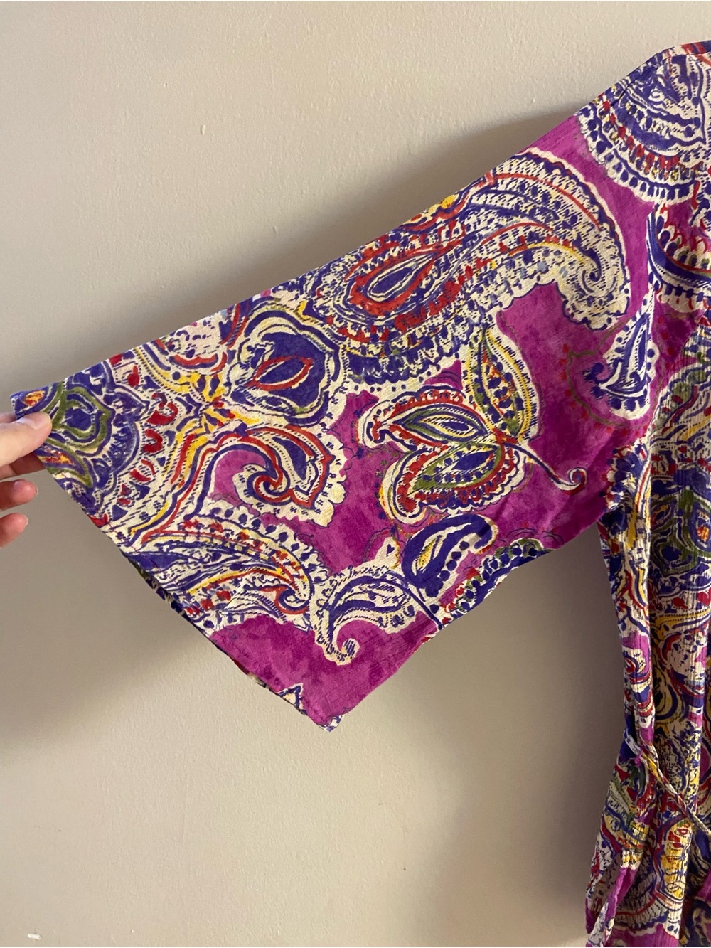 Lauren Ralph Lauren Magenta Paisley Tie-Front Tunic Blouse XL - Picture 7 of 8